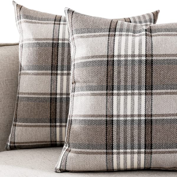 Brown Plaid Pillow Set of 2