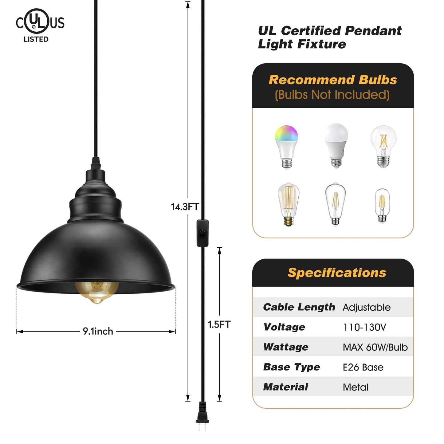 Lampe suspendue à brancher