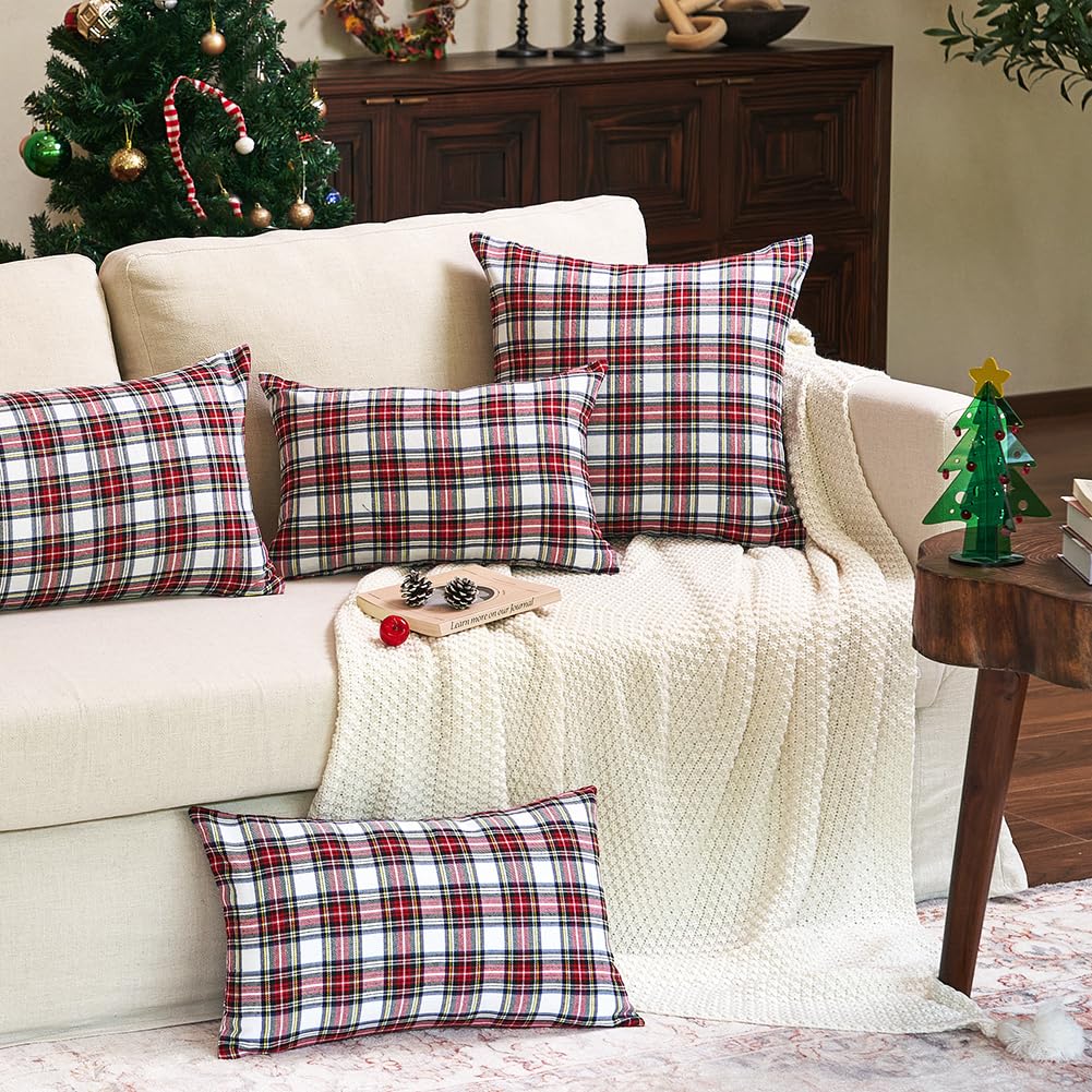 White Tartan Plaid Pillow