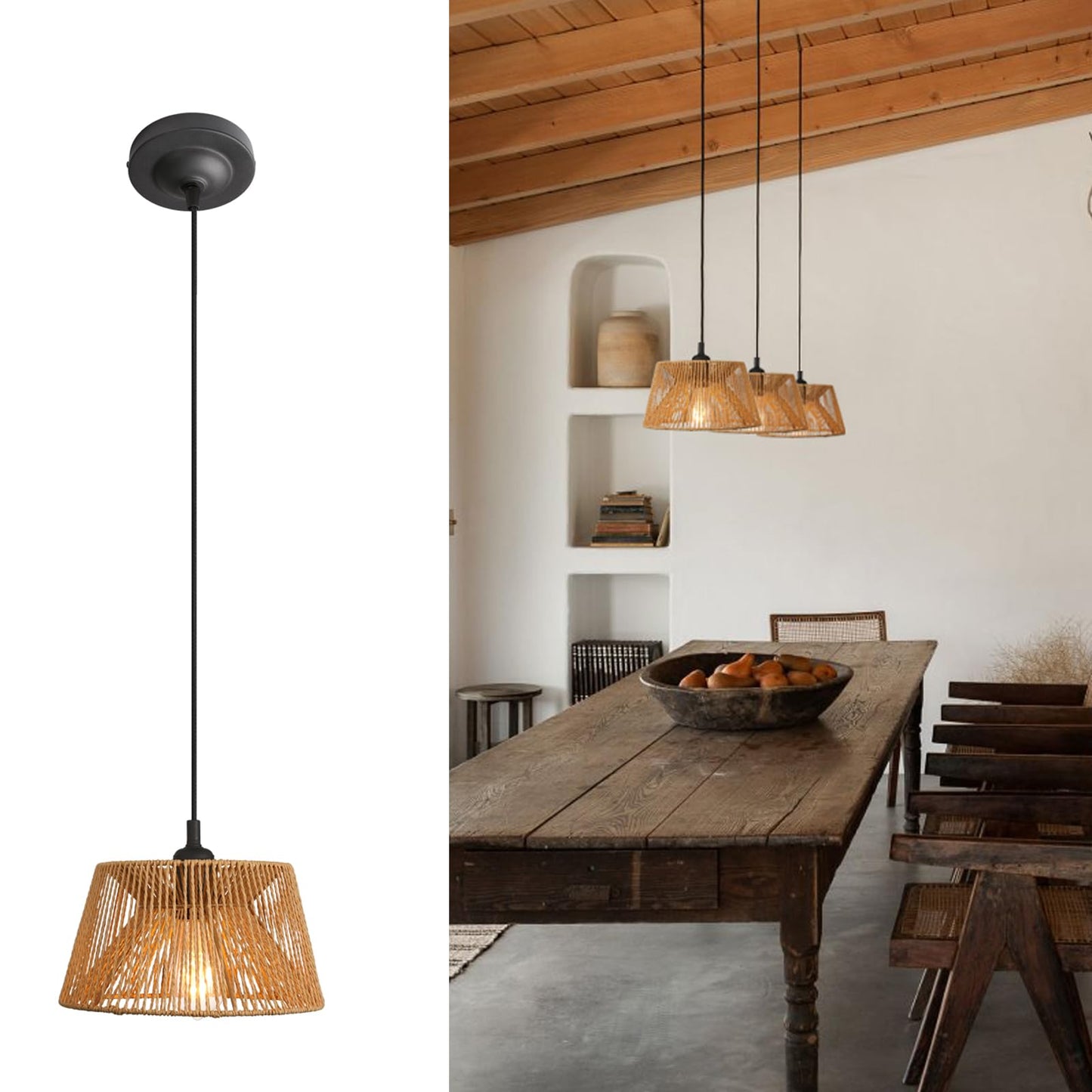 Boho Rattan Pendant Light