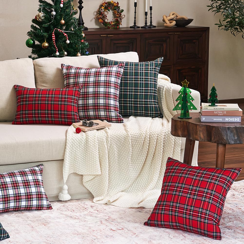 White Tartan Plaid Pillow