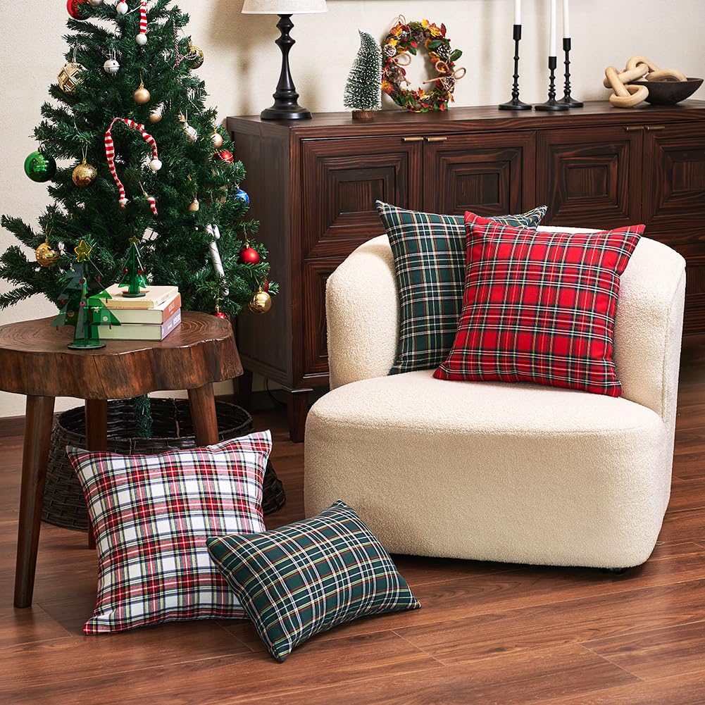 White Tartan Plaid Pillow