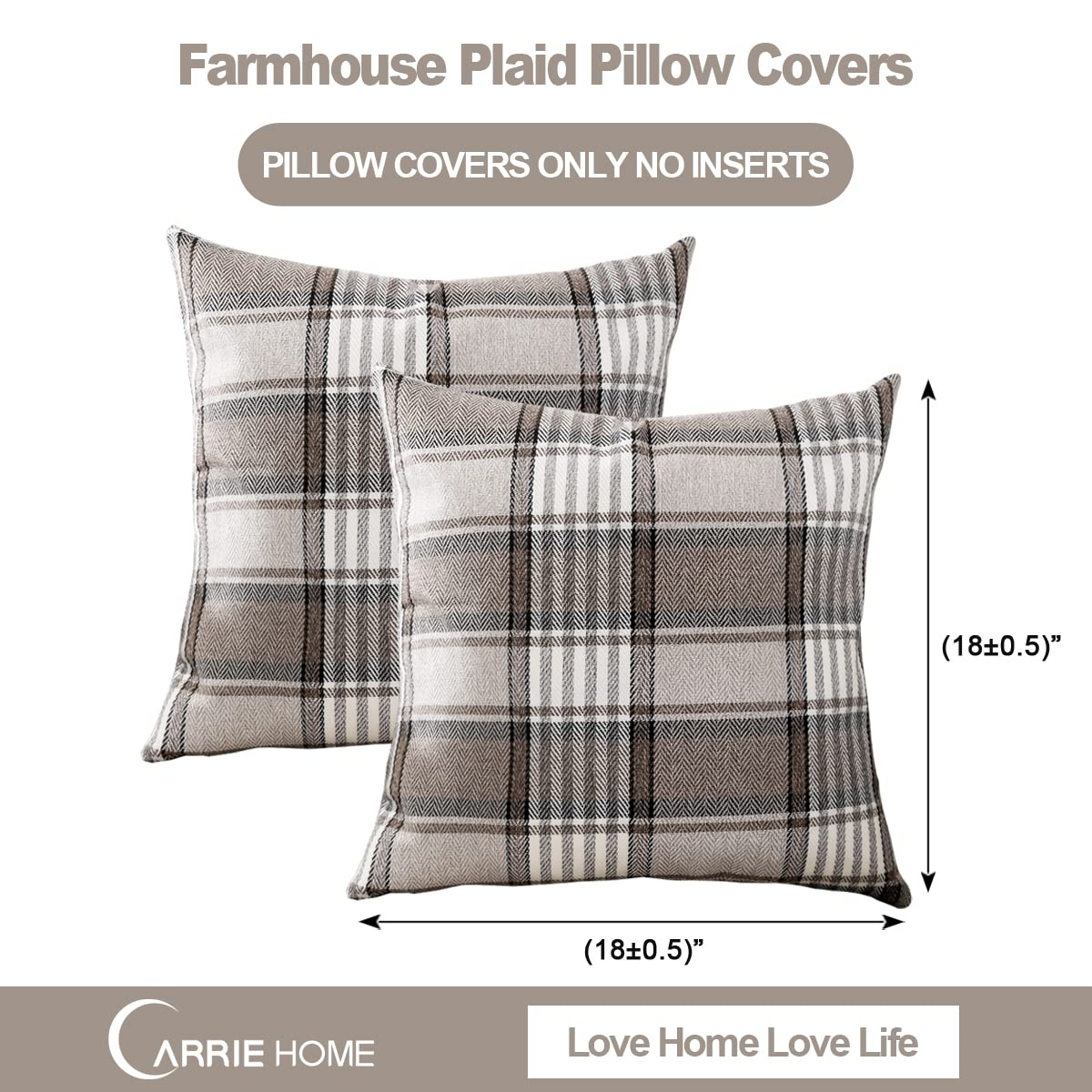 Brown Plaid Pillow Set of 2