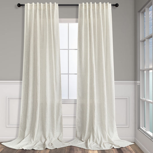 Natural Linen Back Tab Curtains