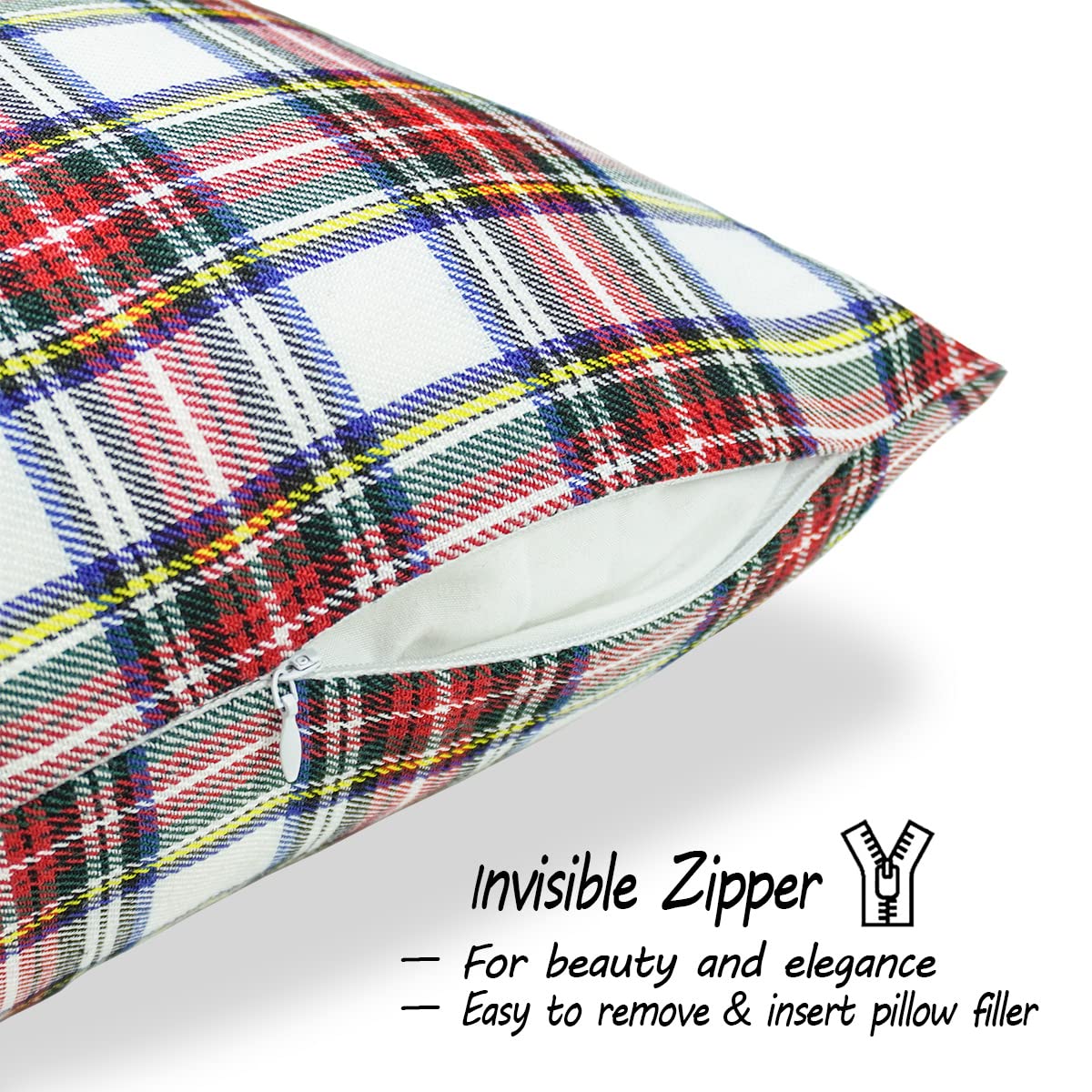 White Tartan Plaid Pillow