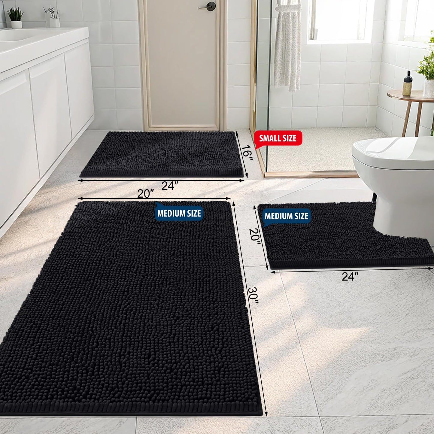 Tapis de salle de bain en chenille de luxe