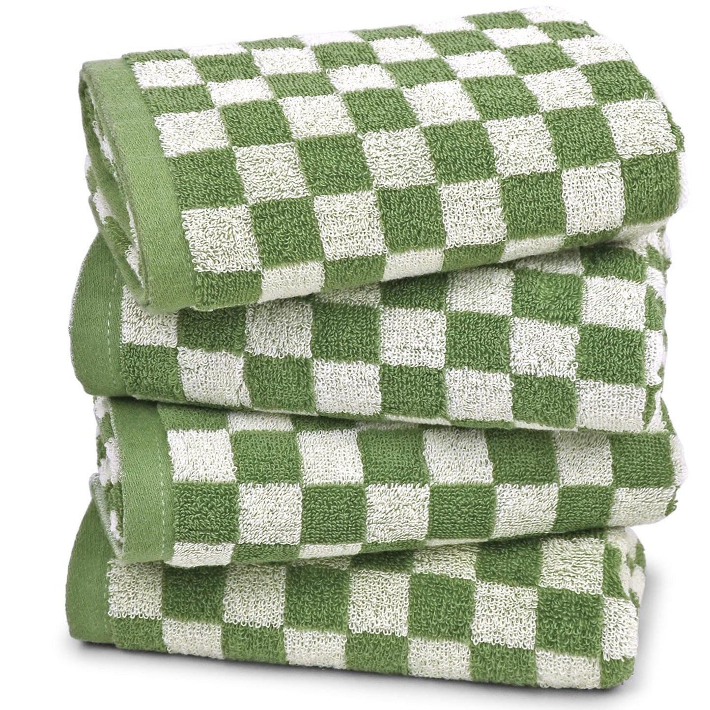 Green Hand Towels for Bathroom Set of 4