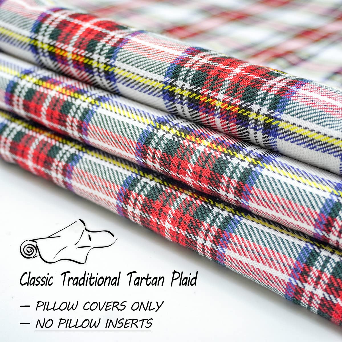 Cuscino a quadri tartan bianco